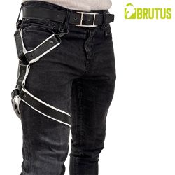 BRUTUS Leather Leg Harness Black & White