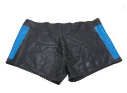 Re-Kinked - Men's Rubber Shorts with Translucent Blue Side Panels Medium