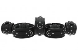 Black Leather Padded Restraint Set (4 or 7 Piece Set)