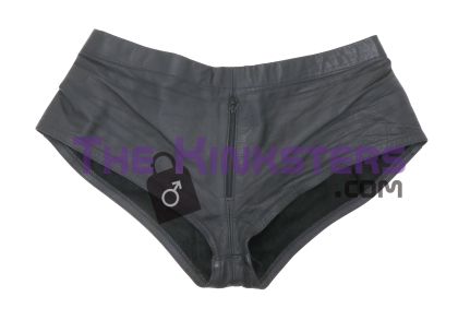 Re-Kinked - Leather Zipped Briefs Medium