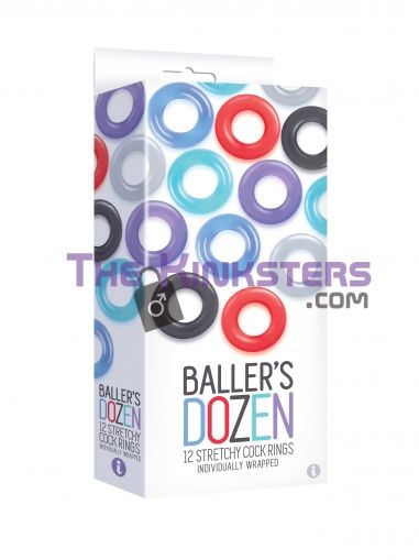 Baller's Dozen 12 Stretchy Cock Rings