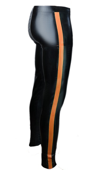 Re-Kinked - Black & Orange Rubber Leggings - Size Small