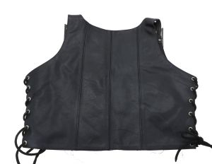Re-Kinked - Real Leather Men's Black Crop Top with Shoulder Buckles