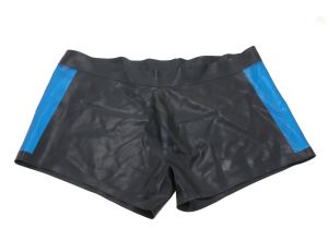 Re-Kinked - Men's Rubber Shorts with Translucent Blue Side Panels Medium