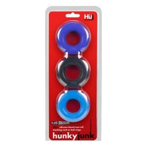 Hunkyjunk Huj C-Ring 3 Pack (Cobalt, Aqua & Black Tar)