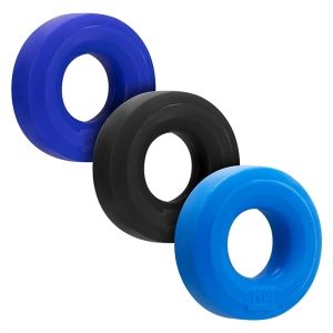 Hunkyjunk Huj C-Ring 3 Pack (Cobalt, Aqua & Black Tar)