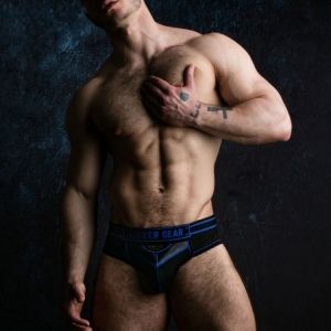Locker Gear Bottomless Brief with Front Opening Blue
