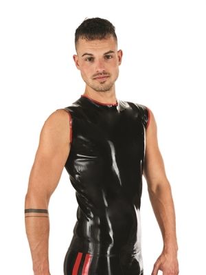 Mister B Rubber Sleeveless T-Shirt Black Red - SIZE XS (ONE ONLY)