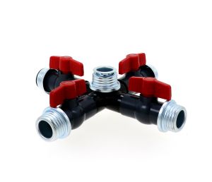 "The Drone" 5-way Gas Mask Hose Connector with Shut-Off Valves