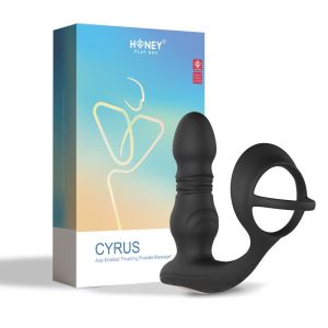 Cyrus App-Controlled Thrusting Prostate Massager with Cock Ring - Black